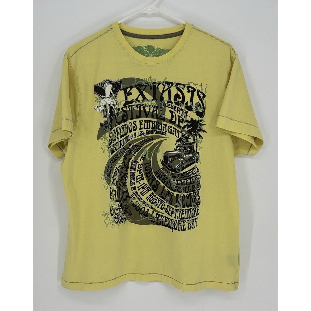 Revolucion T Shirt Mens XL Yellow Graphic Tee Vintage Style Cotton Short Sleeve